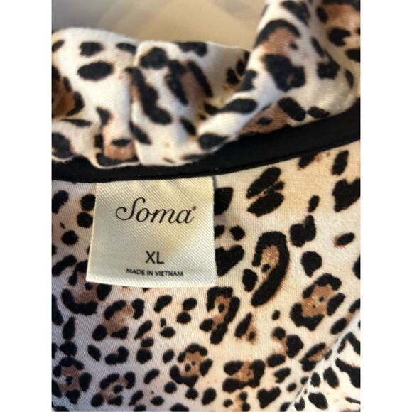 Soma pajama shirt xl rayon blend buttons animal print #79984 - Picture 2 of 7